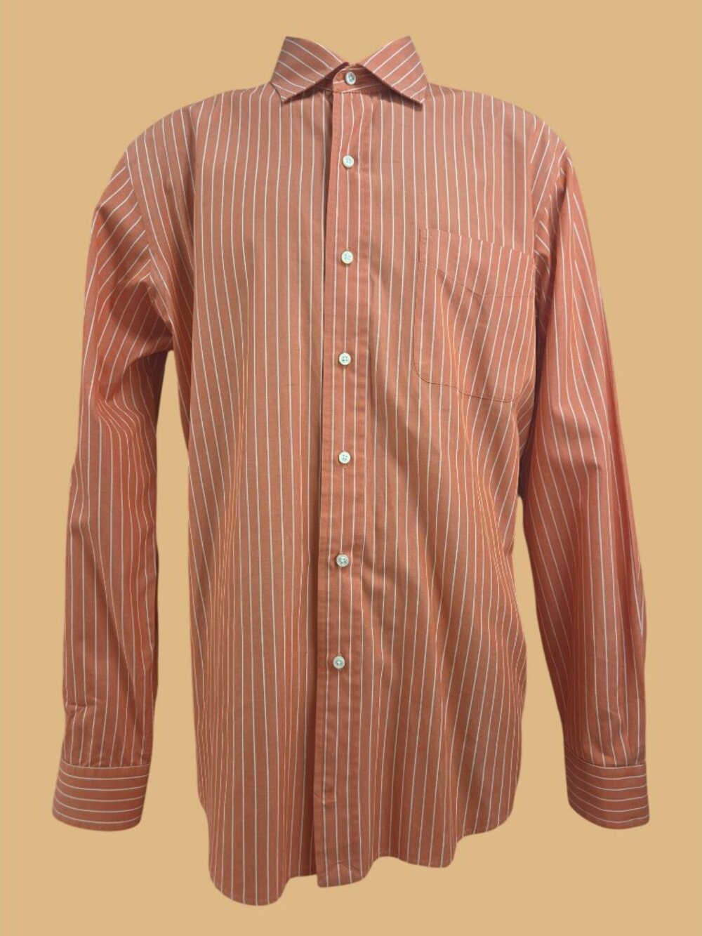Polo Ralph Lauren Orange Stripe Long Sleeve Mens Shirt Large